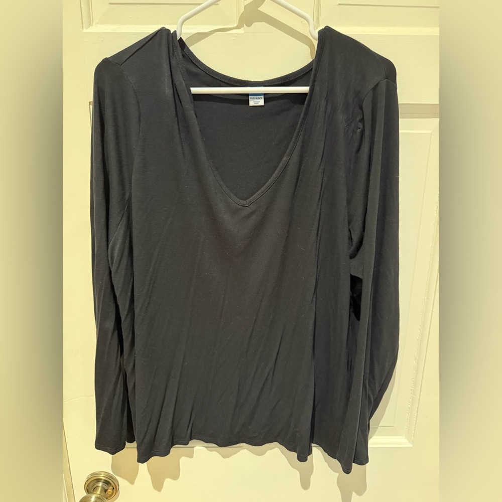 Old Navy Luxe Black V-Neck Long Sleeve  XL